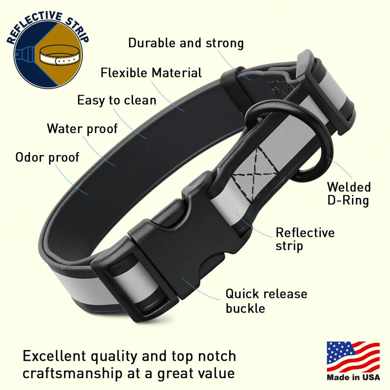 Biothane Reflective Collar With Quick Release Buckle